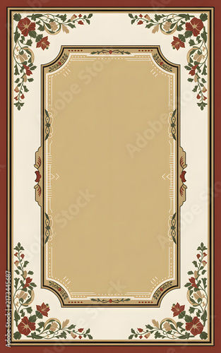Vintage floral decorative frame with elegant border design