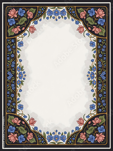 Elegant floral art nouveau decorative border frame