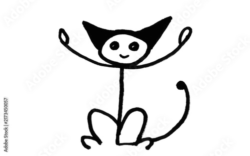 Hand-drawn Doodle Cat Sketch Black and White Line Art Vector Illustration