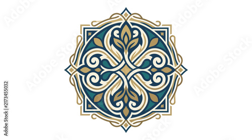 Elegant Intricate Arabesque Circular Ornament with Floral Elements