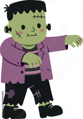 Cute Frankenstein Monster Vector Illustration
