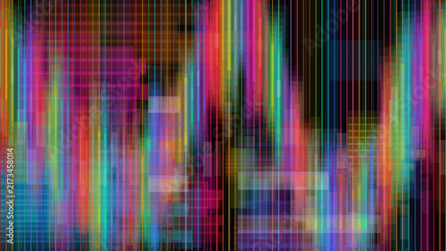 Abstract digital background with vibrant vertical light spectrum lines and pixel grid