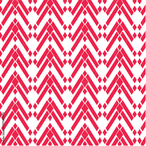 Chevron-style repeating pattern,  pillars, diamond accents, upward-pointing chevron shapes, vertical columns, diamond elements, Energetic, rhythmic, and traditional with a modern twist