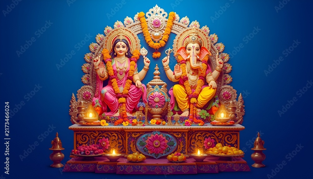 Fototapeta premium Lord Ganesha & Goddess Lakshmi