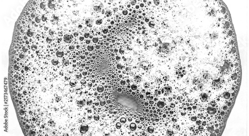 Cuadro en lienzo White shampoo foam soap bubbles lather texture set isolated on white background