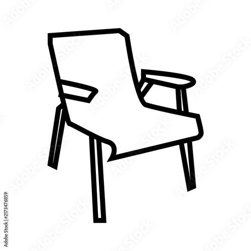 black and white armchair sofa vector outline icon 