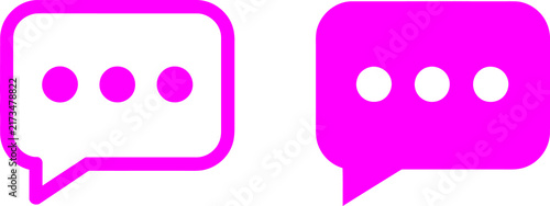 Obraz na plátně Two bright pink chat bubble icons with ellipsis symbols representing communicati