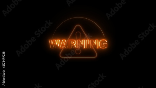 Neon warning sign with exclamation mark represents digital hazard alert. Neon warning sign for attention info display. Neon warning sign background for cybersecurity emergency notices.