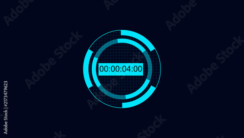 Obraz na płótnie Neon circular timer displaying time countdown represents digital clock technology