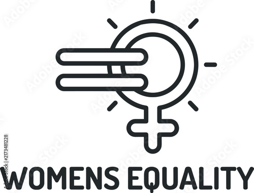 Womens Equality Symbol with Feminine Icon and Equal Sign Outline