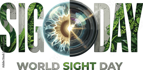 Sight Awareness Concept with Eye and Camera Lens Design Typography