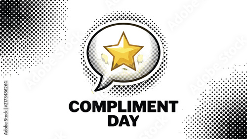 Compliment Day Comic Speech Bubble with a Golden Star Illustration