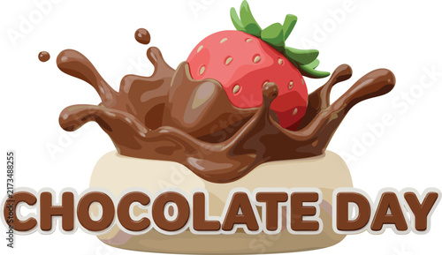 Chocolate Day Illustration with a Fresh Strawberry Splash