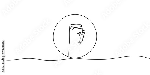 Fist continuous line hand fight single strength raised strong doodle. Fist continuous human line revolution illustration freedom body drawing oneline punch up abstract man force power arm feminism.