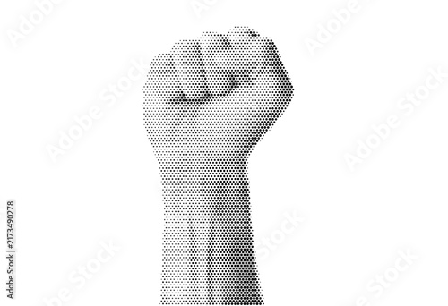 Foto fist hand gesture halftone power strength solidarity protest rebellion unity vec