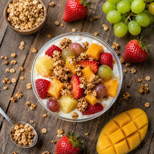 Healthy Yogurt Bowl with Fresh Fruit and Crunchy Granola