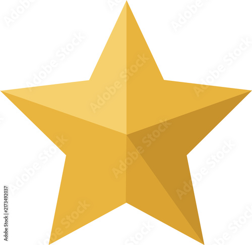 A single five-pointed star shape with a flat gold color palette and subtle geometric shading, isolated on a white background