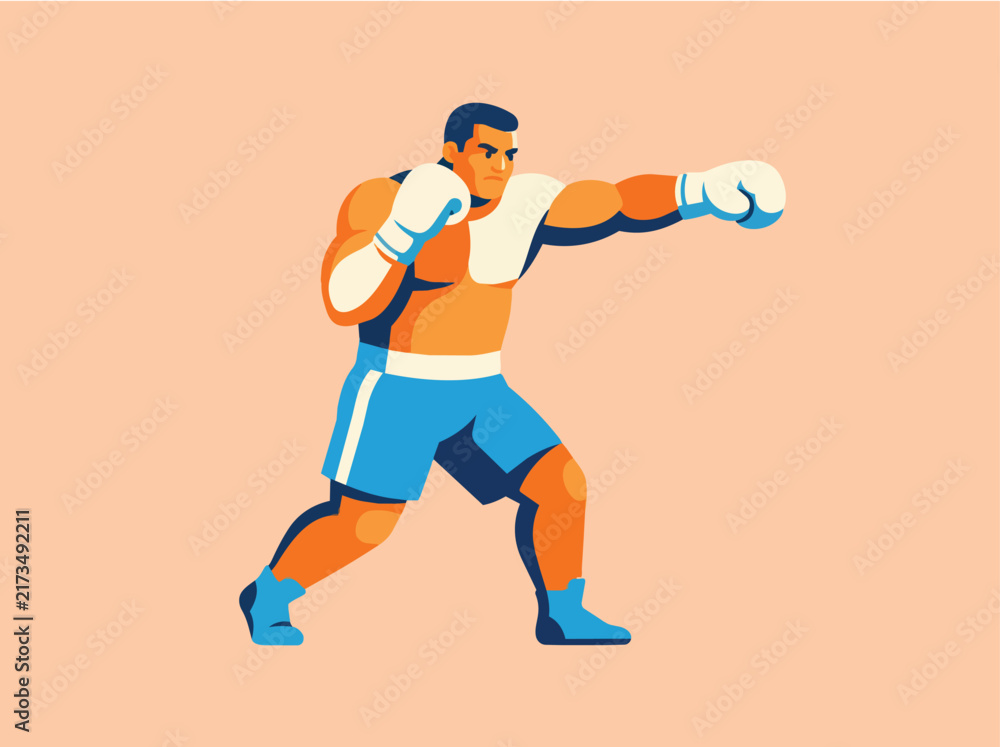 Fototapeta premium Boxer Throwing Powerful Right Punch