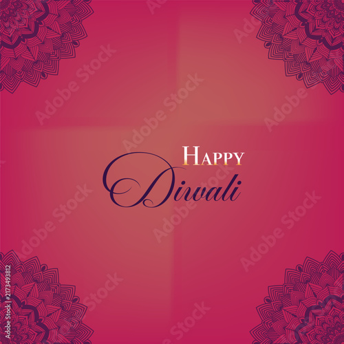 Happy Diwali Indian Festival Celebration background with Diyas and mandala Template, Mandala Background with colourful Gradient.