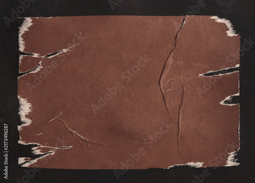 Quadro su tela Brown Crumble ragged wrinkled paper pieces patch collage