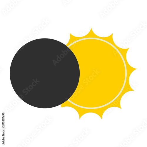 Fotografie Solar eclipse icon representing a partial sun obstruction isolated on white back