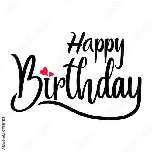 Wall Mural Happy birthday red love black typography