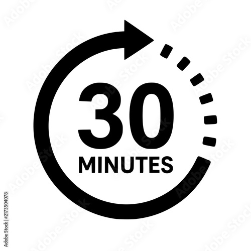 фотографія 30 minutes icon flat outline in black