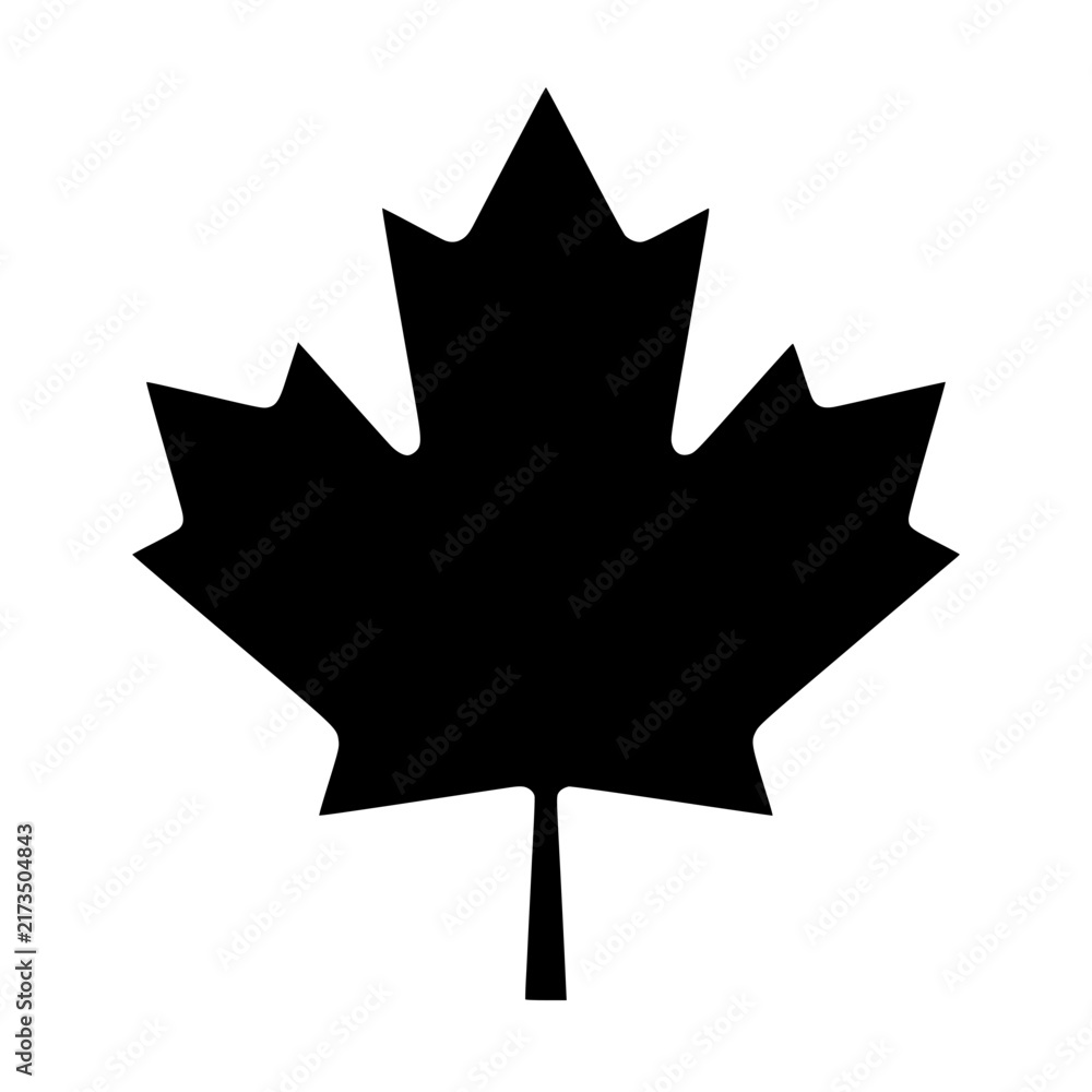 Naklejka premium Autumn leaf canadian icon flat outline in black