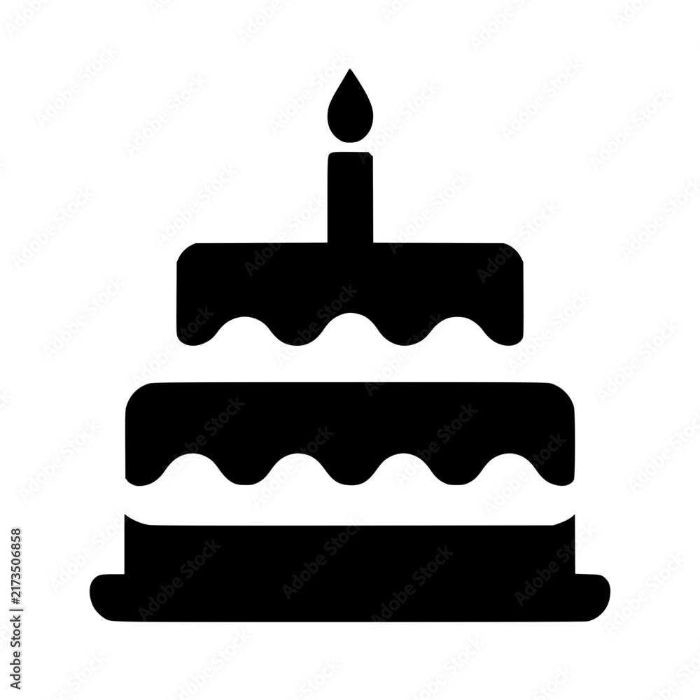 Fototapeta premium Cake icon flat outline in black