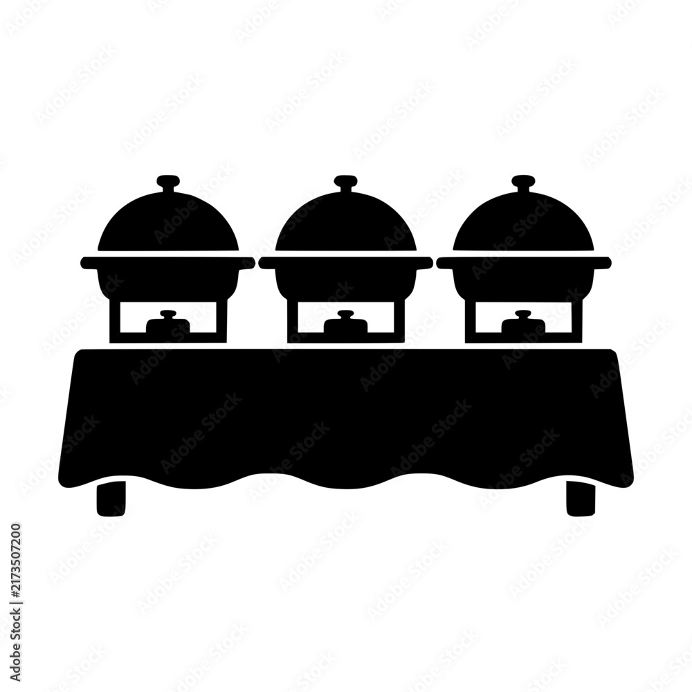Naklejka premium Catering buffet icon flat outline in black