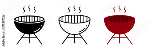 Barbecue BBQ Grill Icon Set Isolated on Transparent Background. Outdoor Cooking and Picnic Equipment. Vector Illustration