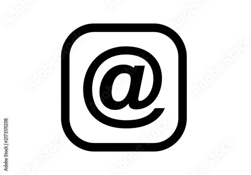 A too much important @ email symbol icon inside a perfectly rounded square frame digital communication and contact sign