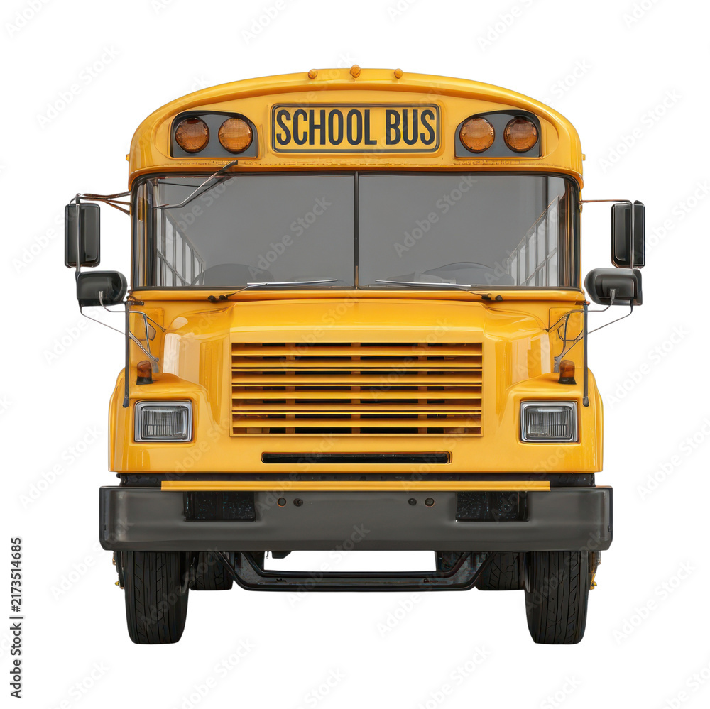 Obraz premium PNG Bright yellow school bus isolated on white background