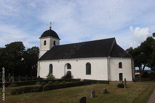 Västra Stenby Church, located in the municipality of Motala, Sweden. Built in 1811–1812 in the neoclassical style, the church replaced two older medieval churches in Sten and Kälvesten. 
