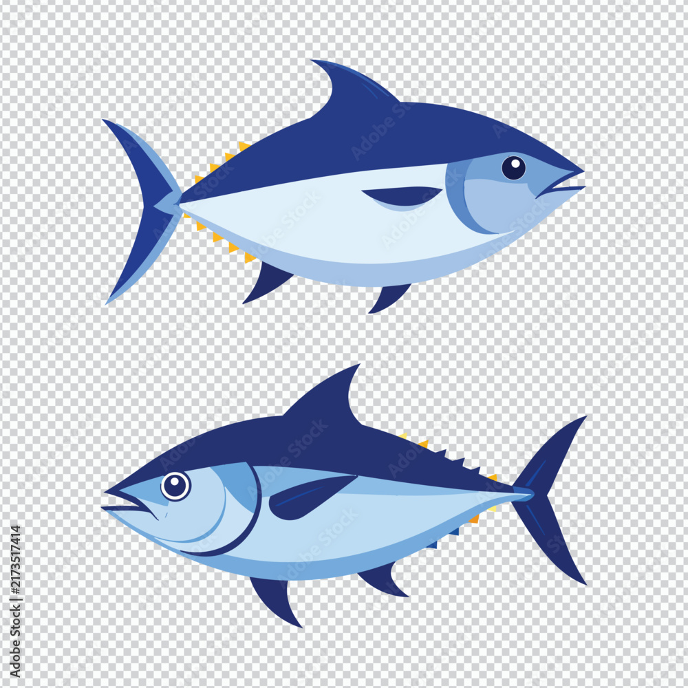 Fototapeta premium Bluefin Tuna Fish Vector Illustration Set Isolated