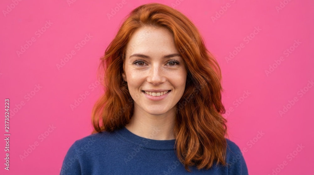 Fototapeta premium Portrait of smiling young woman with red hair
