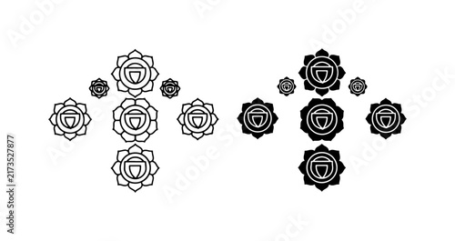 фотографія Chakra Symbols Vector Set: Spiritual Energy Centers, Yoga & Meditation Icons, Bl