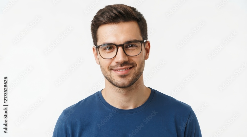 Naklejka premium Handsome young man wearing glasses and smiling