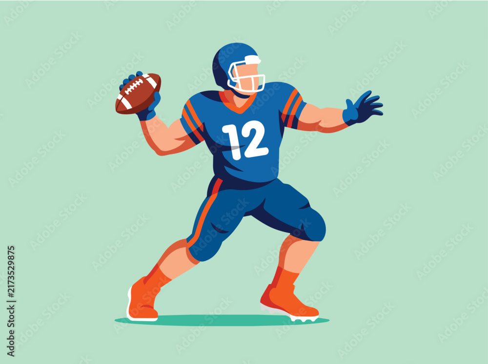 Fototapeta premium American Football Player Running with Ball
