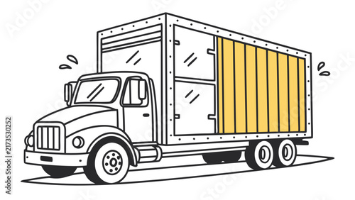 Delivery Truck with Cargo Container for Logistics.