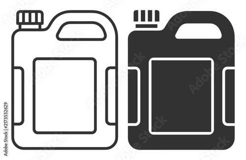 Bild auf Leinwand plastic jerrycan container icon set in outline and solid styles vector illustrat