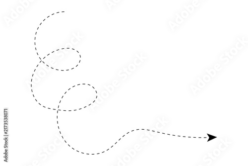 Canvastavla Black dashed line spiral with an arrow pointing to the right