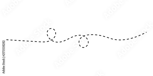 Canvas Print Black dashed line with loops on a horizontal path