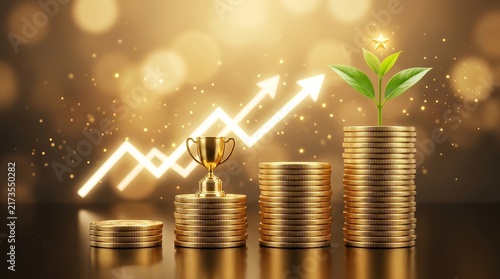 Conceptual image of money growth and success symbolizing financial prosperity and wealth.