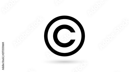 Black copyright symbol inside a circle on a white background for intellectual property protection.