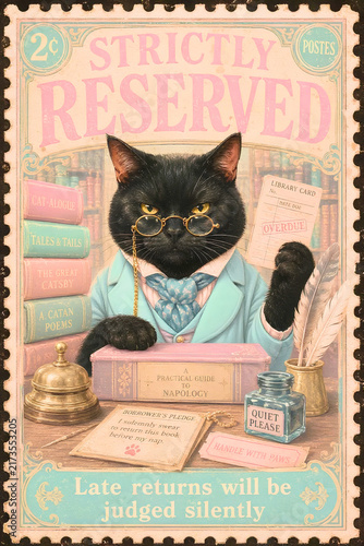 Vintage Black Cat Reserved Office Poster