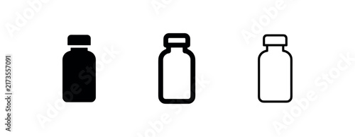 фотографія Medicine Bottle Vial Icon Set - Pharmacy and Liquid Container Symbol