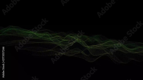Minimal Gradient Dynamic Green Digital Particle Wave Landscape Motion Graphics for Technology Network AI Data Visualization and Modern Business