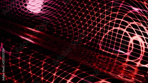 Versatile Wavy Red Glowing Grid Motion Graphics Abstract Background Dynamic Digital Network for Technology Data Flow and Futuristic Sci-Fi Visuals