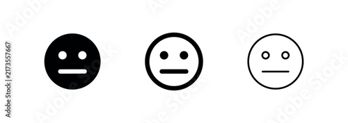 Quadro su tela Neutral face or expressionless emoticon icon set, isolated on white background